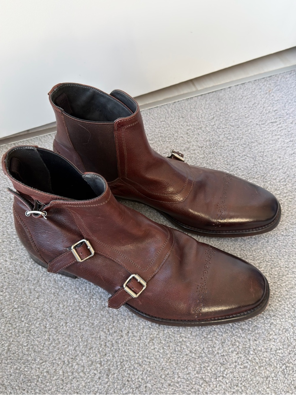 Alexander McQueen Men's Brown Double Monk Leather Boots